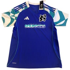 Adidas Seattle Sounders FC Mens Soccer Jersey Replica Aeroready Blue Size M